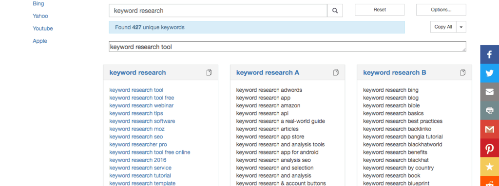 Keyword research tool tejji
