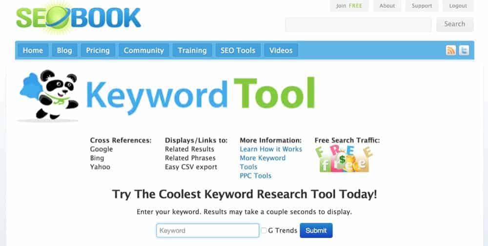 Seobook kw tool